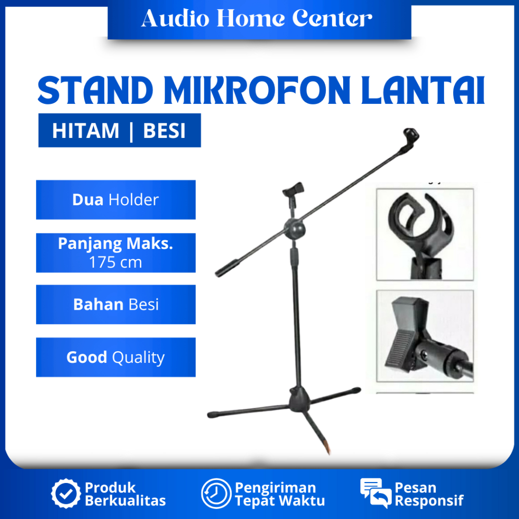 STAND MICROPHONE BERDIRI STAND MIC LANTAI STAND MIKROFON BESI STAND MIC LANTAI STAND MIC 2 HOLDER