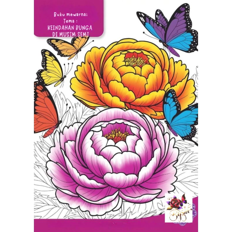 

Byshi-Buku mewarnai anak tema Keindahan bunga di musim semi, ukuran a5, 20 lembar. kertas tebal berkualitas