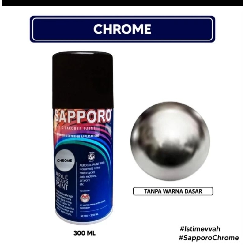 Cat semprot SAPPORO CHROME Krom Nikel Cat Semprot Pilox Pylox