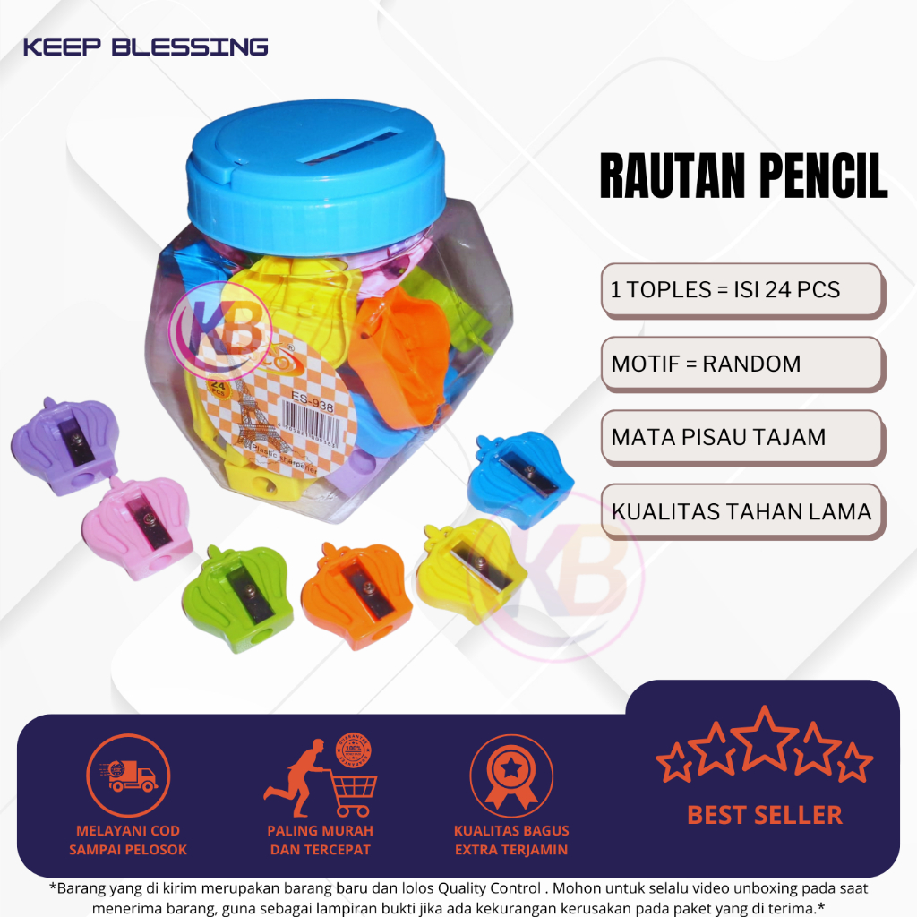 

1 Toples (24 pcs) Rautan Pensil / Serutan Pensil / Ongotan Pensil / Peruncing Pensil / Duta Gemilang