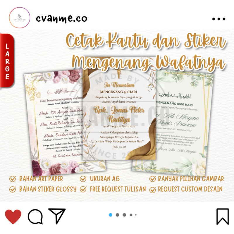 

Size L - Cetak Stiker Mengenang 40 | 100 | 1000 Hari Wafatnya | 1 | 2 | 3 Tahun Wafatnya Custom Stiker Mengenang Wafatnya | S M | Jilid III