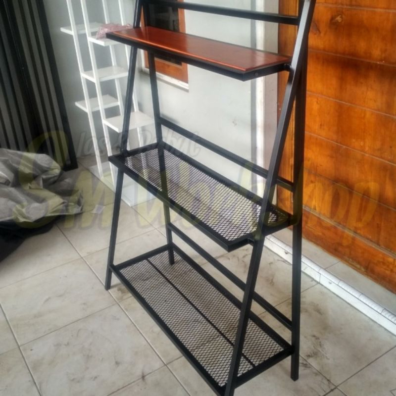 Rak bunga besi 3 susun Hollow Minimalis - Custom - Semua Jaring