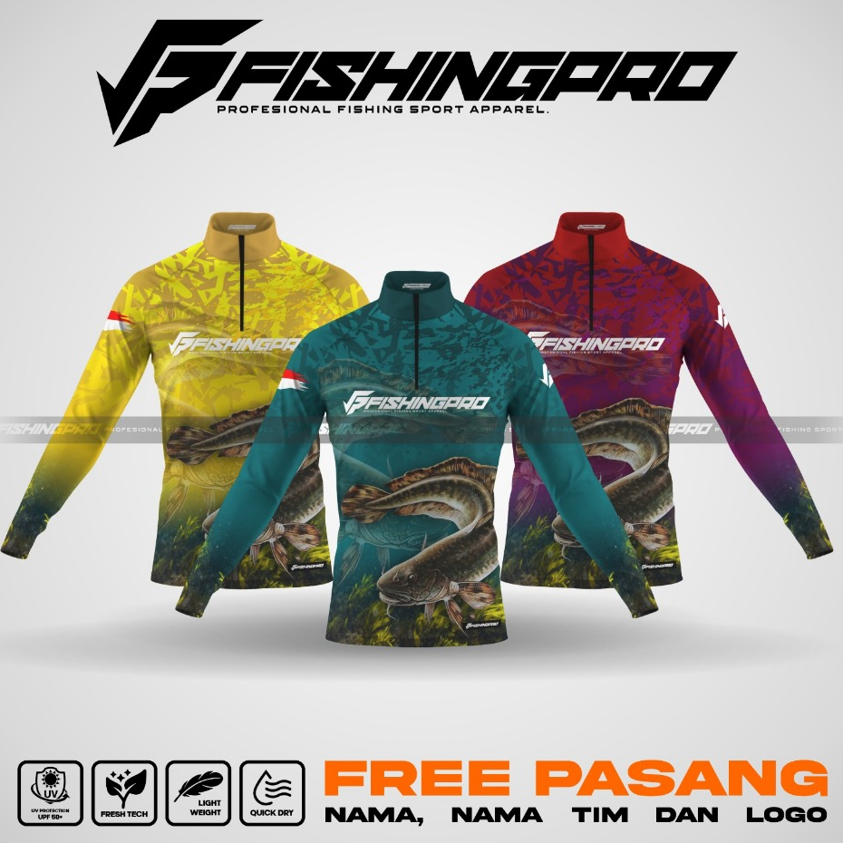 Jersey Mancing Baju Fishingpro CatFish/Lele/Galatama Printing Anti UV | CUSTOM
