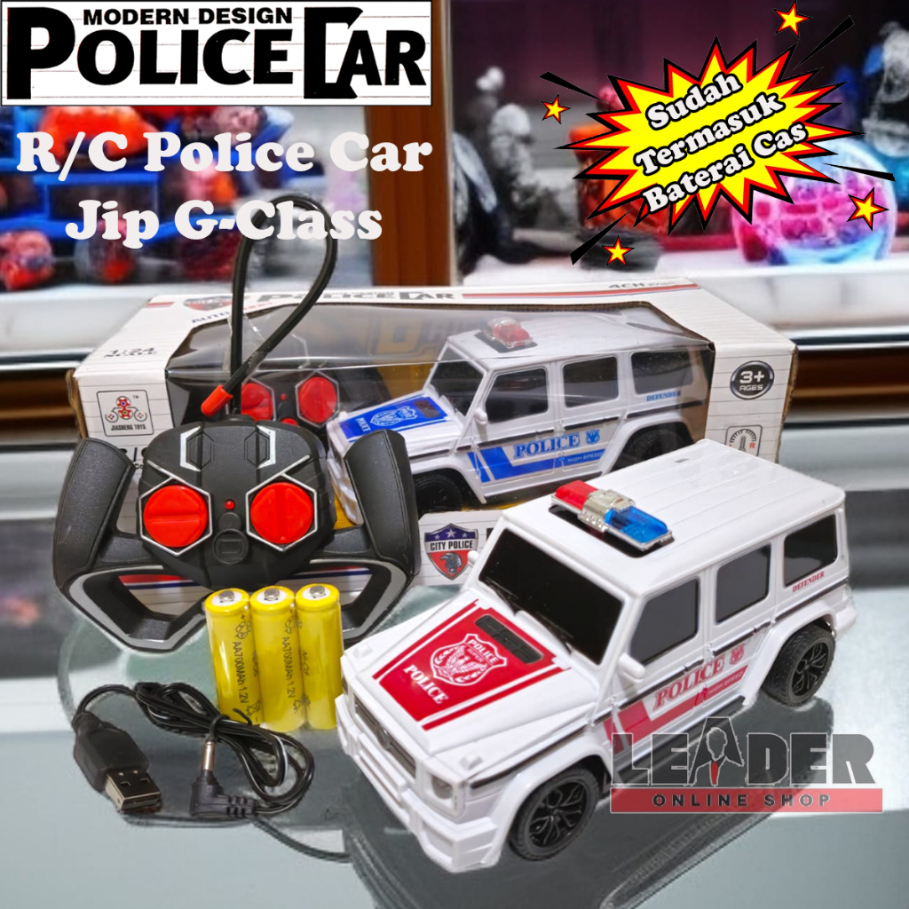 MAINAN REMOT MOBIL PATROLI POLISI JIP AMG G-63 BATERAI CAS REMOTE CONTROL POLICE CAR 4 CHANEL 27MHz 