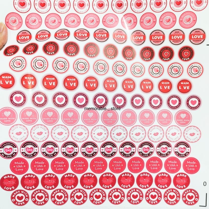 

[Isi 200pcs] Sticker Made With Love Stiker Segel Label Handmade