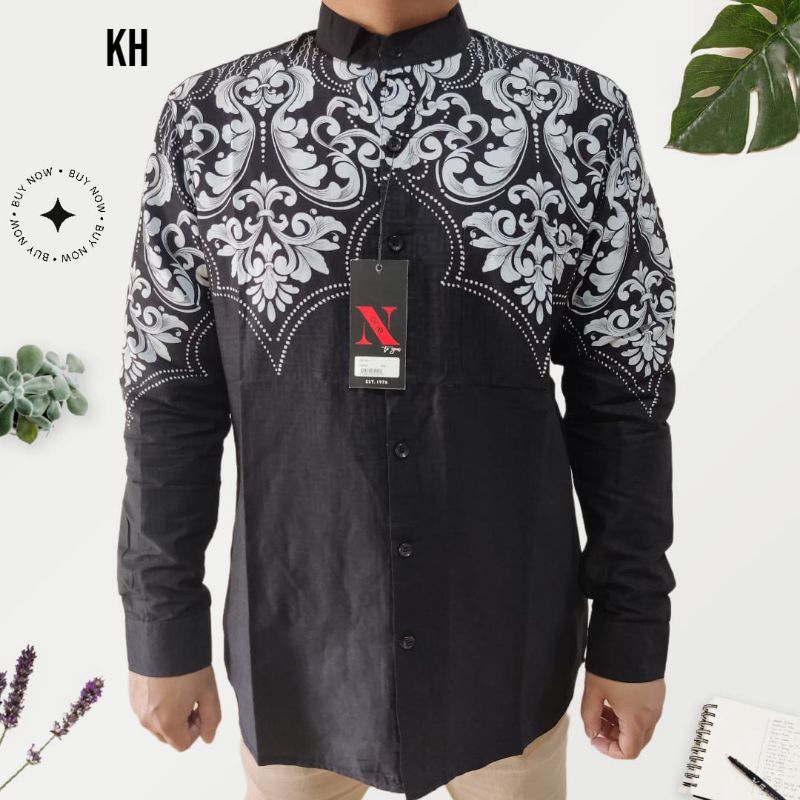 kemko kh n'one kemeja koko pria dewasa tangan panjang premium original