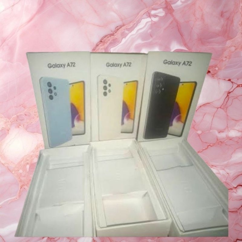 

dus box samsung a72 biasa dan a72 5G free request stiker