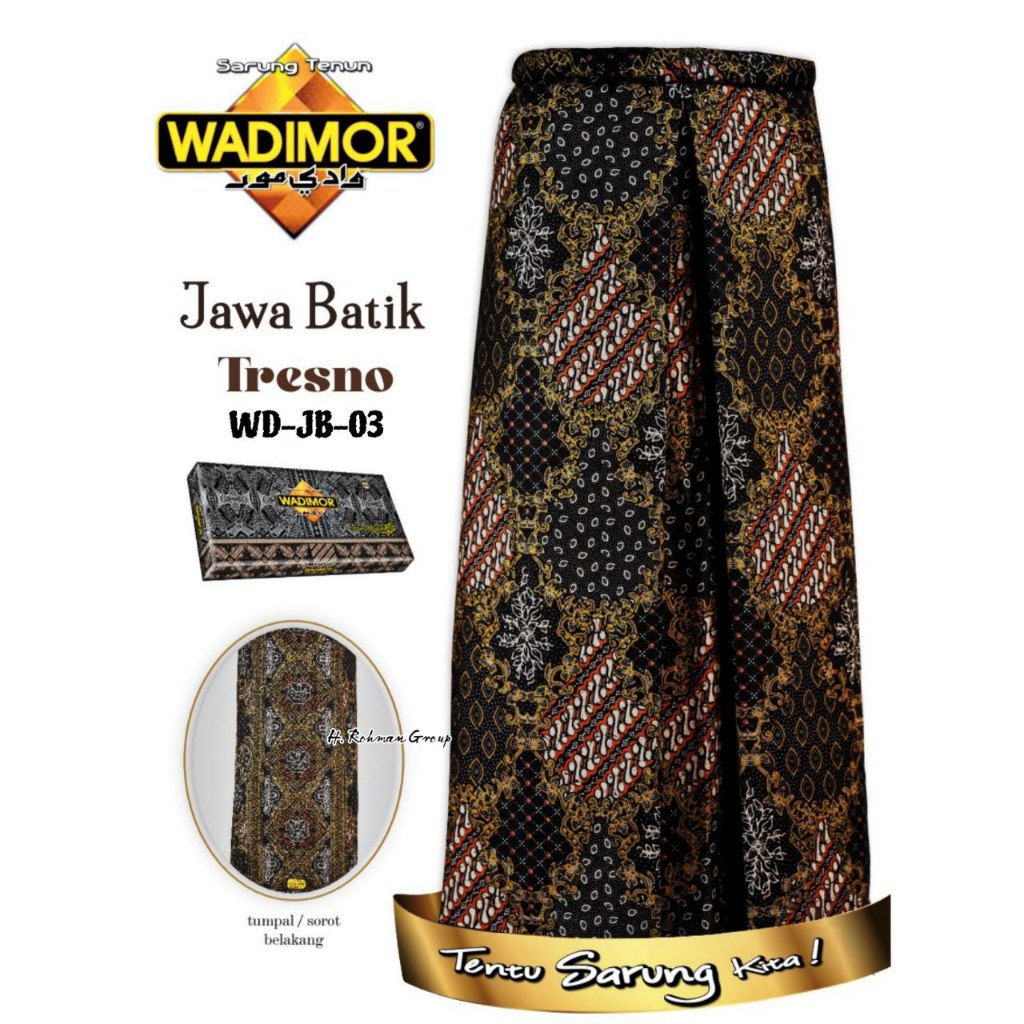 Sarung Wadimor Motif Bali 555 Hitam Serangam Warna Sarung Pria Tenun / Sarung WADIMOR Motif Bali Pri