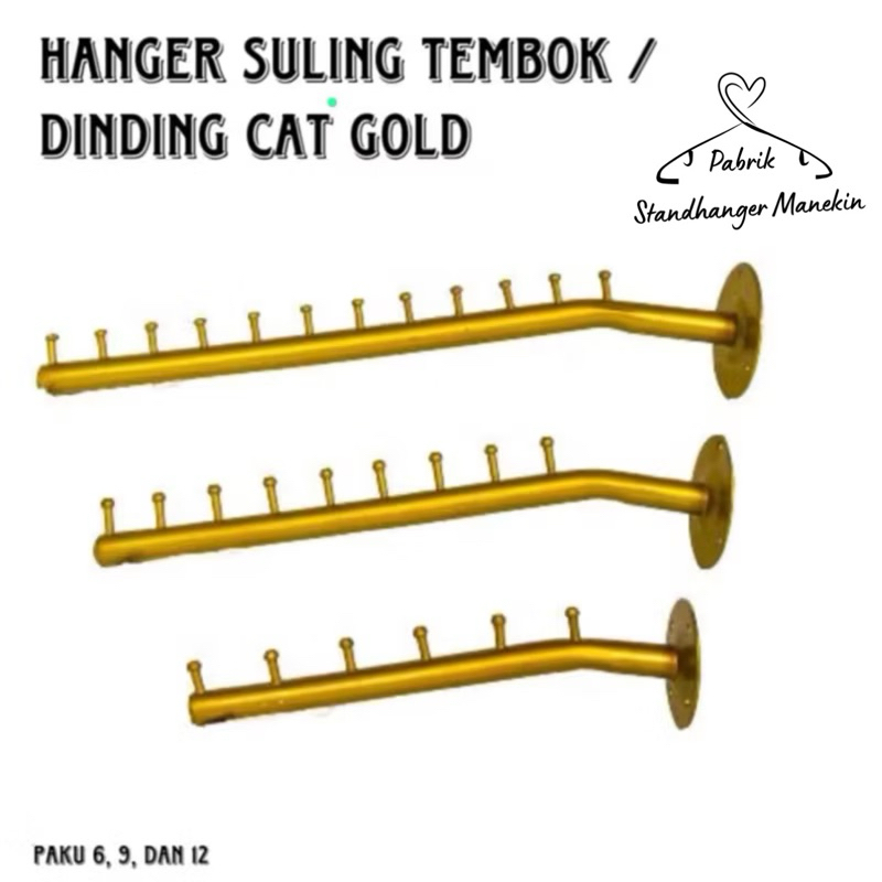 Hanger Suling Tembok Dinding Cat Gold // Gantungan Suling Baju // Display Suling Baju Gold untuk Din