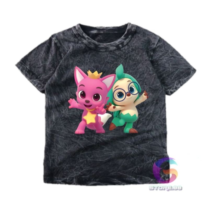 Baju pinkfong kaos washed anak