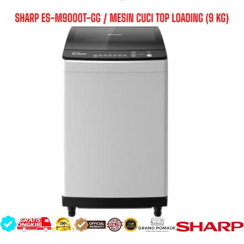 MESIN CUCI SHARP TOP LOADING ES-M9000T-GG 9 KG