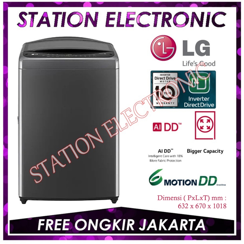 Mesin Cuci LG TV2519DV5J Top Loading 19 Kg Titanium Black