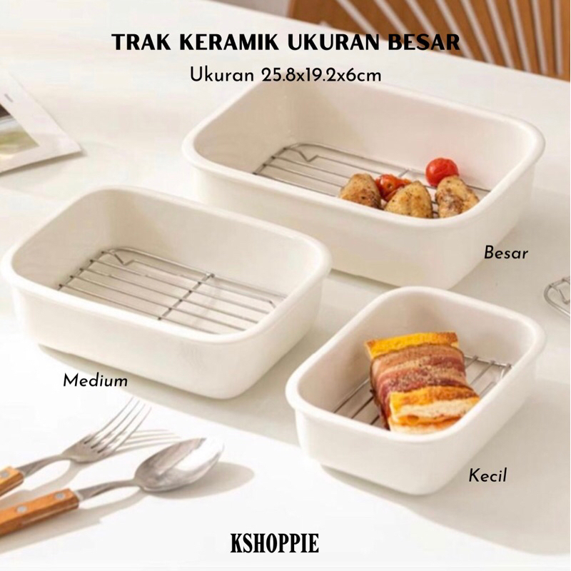 TRAY KERAMIK PENIRIS MINYAK WARNA PUTIH /WHITE CRISPER TRAY/CERAMIC BAKING TRAY /TIRISAN MINYAK GORE