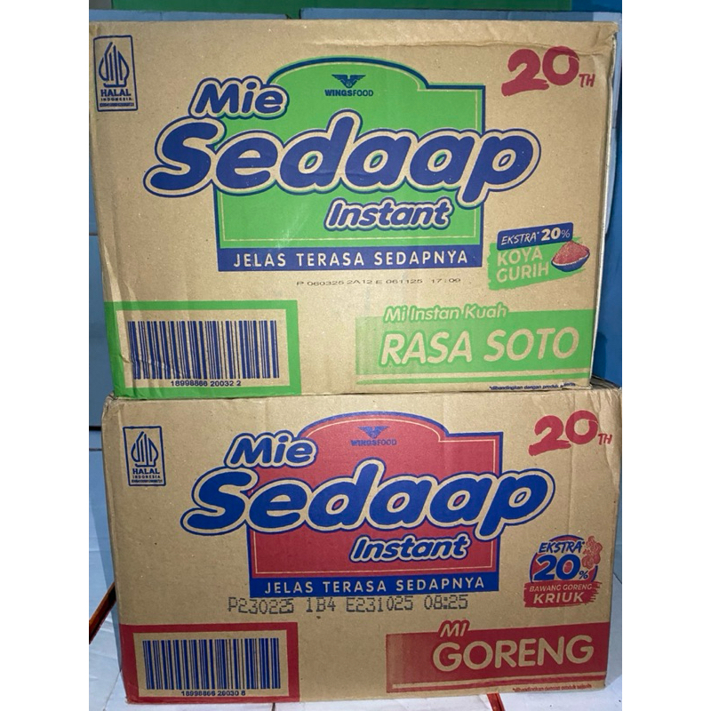 

mie sedaap goreng, ayam bawang, soto, 1karton isi 40pcs
