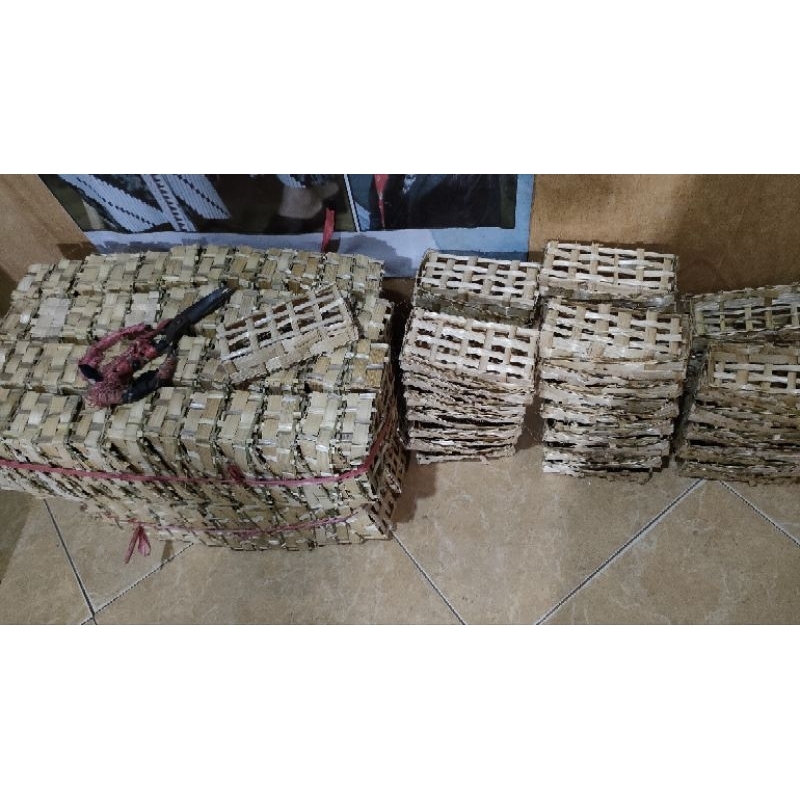 besek bambu 100 pcs 14x6x3.5 cm, reyeng, wadah pindang, wadah tongkol, wadah cuek, tempat ikan pinda