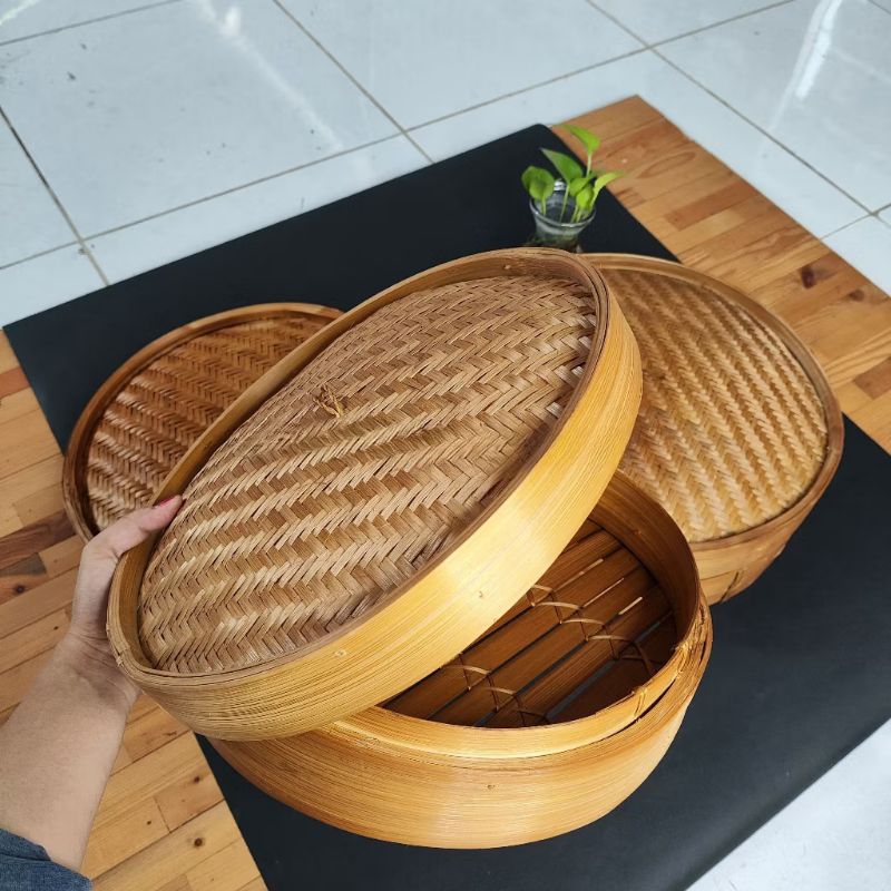 Klakat Dimsum 40 cm - Klakat Dimsum Bambu - Tempat Kukusan Dimsum Bambu - Wadah Kukusan Bambu - Klak