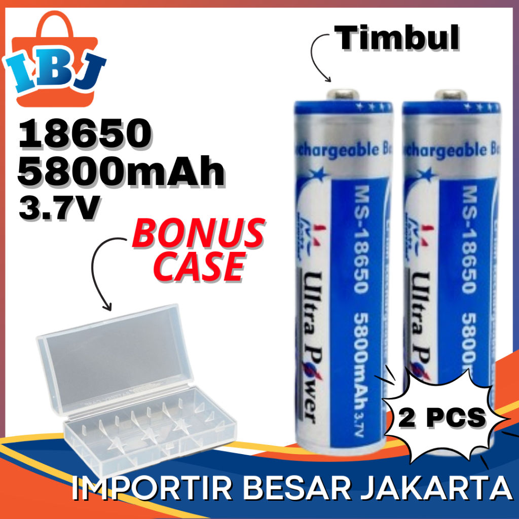 Baterai MITSUYAMA 18650 3.7V KEPALA TIMBUL 5800 mAh Batre 18650 Mitsuyama 3.7V Li-ion BAttery 2 PCS