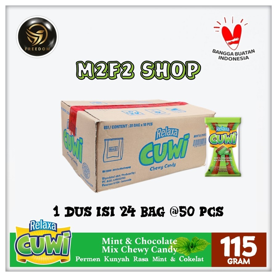 

Relaxa Cuwi Mint & Chocolate Mix Chewy Permen Kunyah - 115 gr (Kemasan Karton)