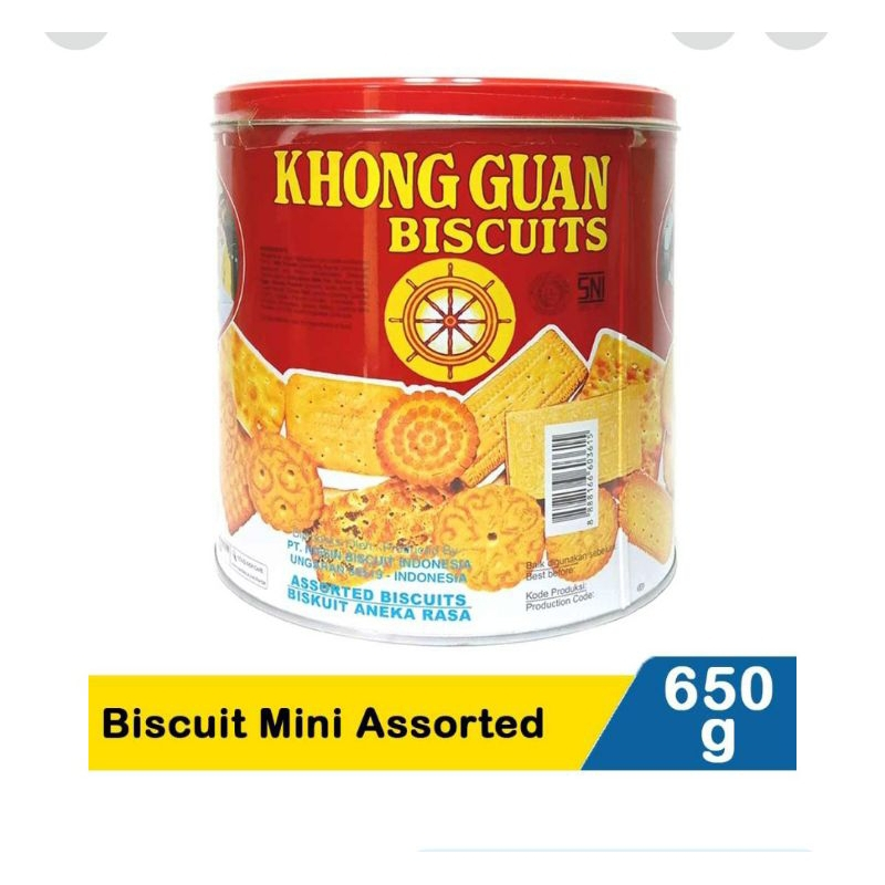 Khong Guan Biscuit Mini Assorted 650g Kemssan Tin / Kaleng Murah Surabaya