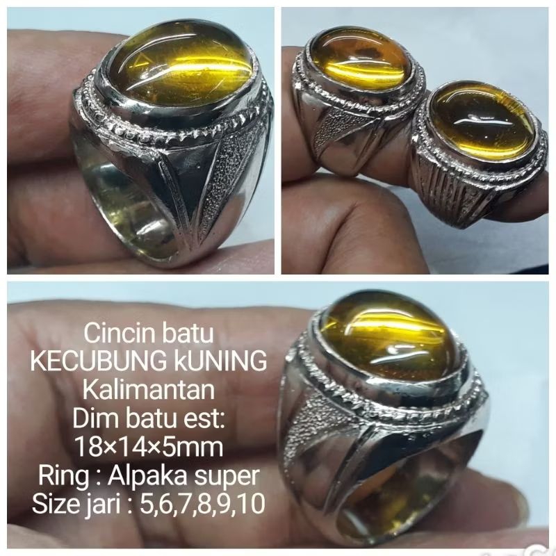 CINCIN BATU KECUBUNG KUNING KALIMANTAN CRYSTAL NATURAL
