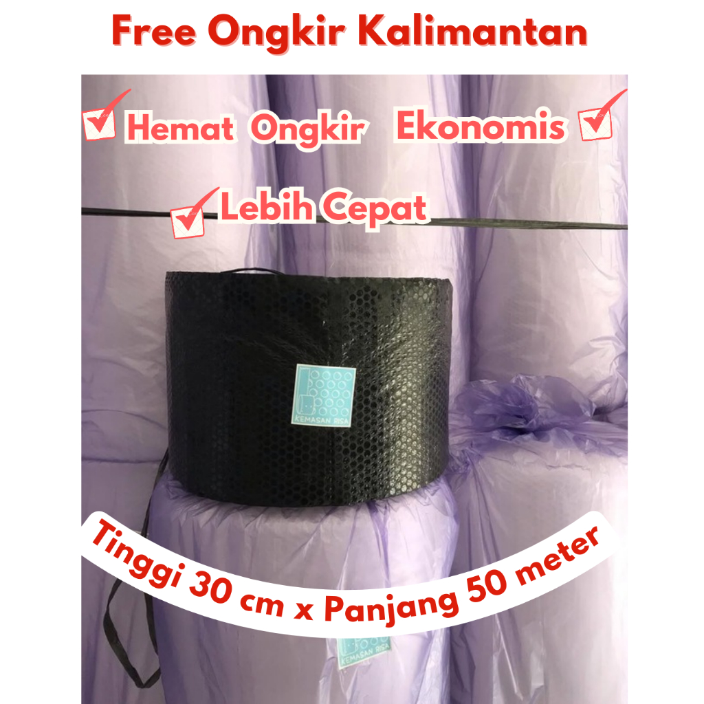 

Bubblewarp Bubblewrap BubleWrap Samarinda Balikpapan KaalimantanHitam Bening Roll (30 cm x 50 m) Buble warp hitam Babbel Wrap putih