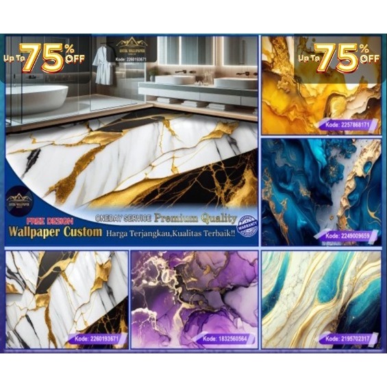 Stiker Lantai Custom 3D Tema Marmer | Tahan Air Dan Tahan Gores | Stiker Lantai | Sticker Floor