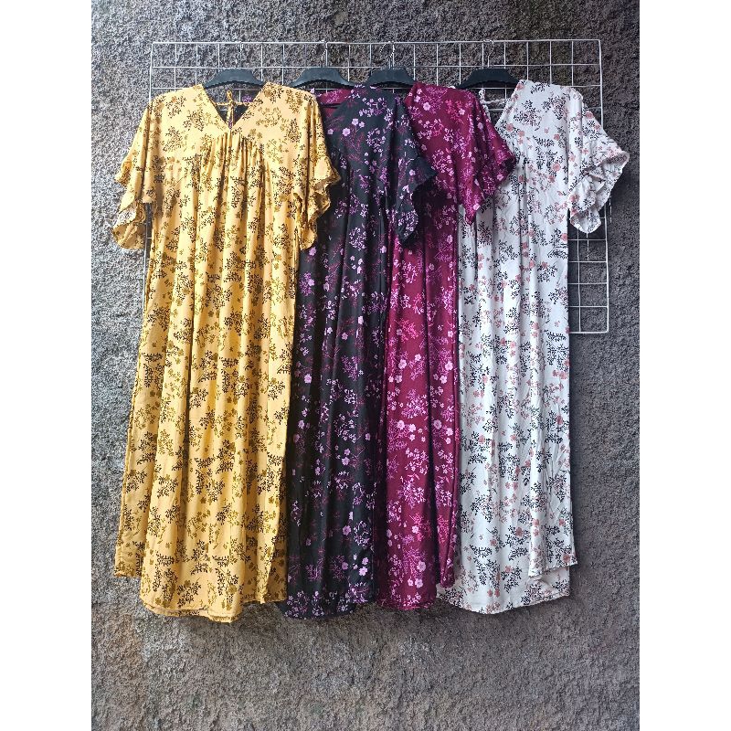 DRESS ALIYAH leher V jumbo/Daster jumbo kekinian muat bb 40kg sampai 80kg non busui