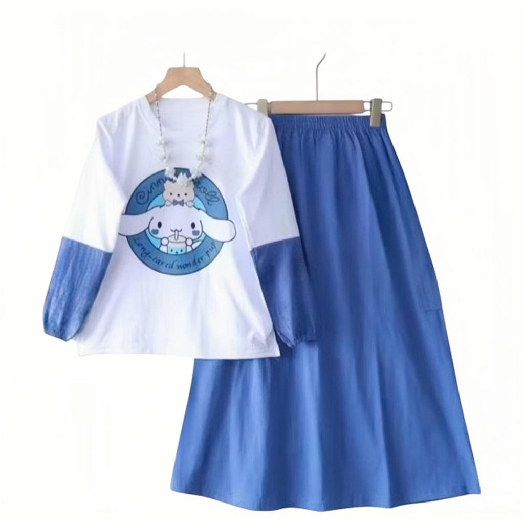 Baju Lebaran Anak Perempuan 2026 One Set Lebaran 2026 Stelan Tunik Setelan Muslim Umur 6-10Th Idul F