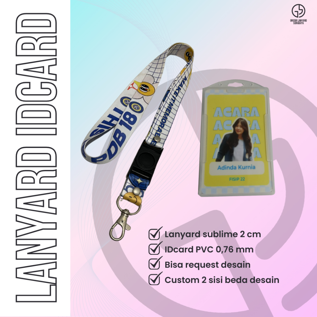 

PAKET LANYARD IDCARD CUSTOM SATUAN MURAH SUBLIME