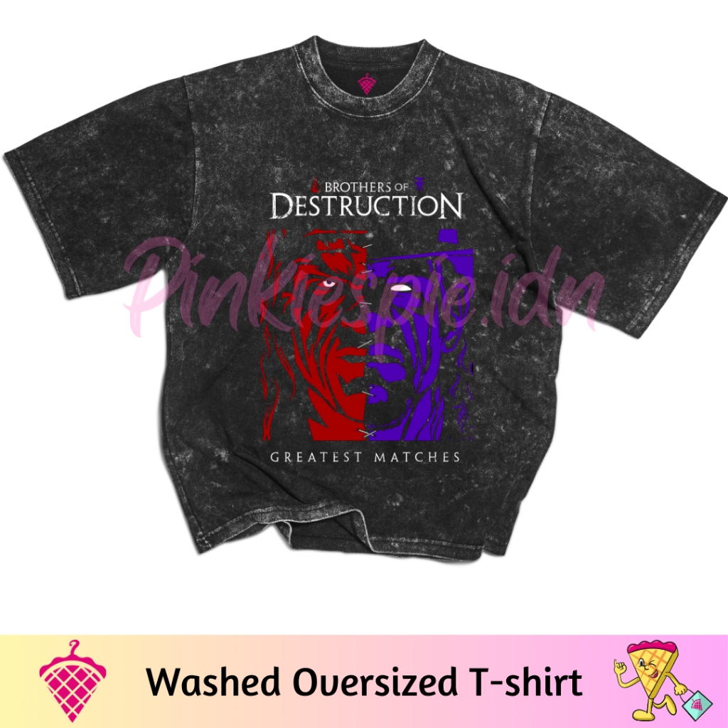 Pinkiespie.Idn Kaos The Undertaker & Kane WWE Smack Down Basic, Washed, Oversize, Regular, Crop Top,