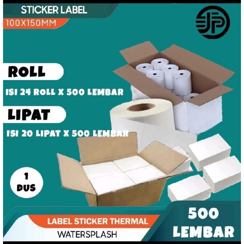 

Label Thermal 100 x 150 mm isi 500pcs / Stiker Thermal 100x150mm / Label Resi Pengiriman 100x150mm