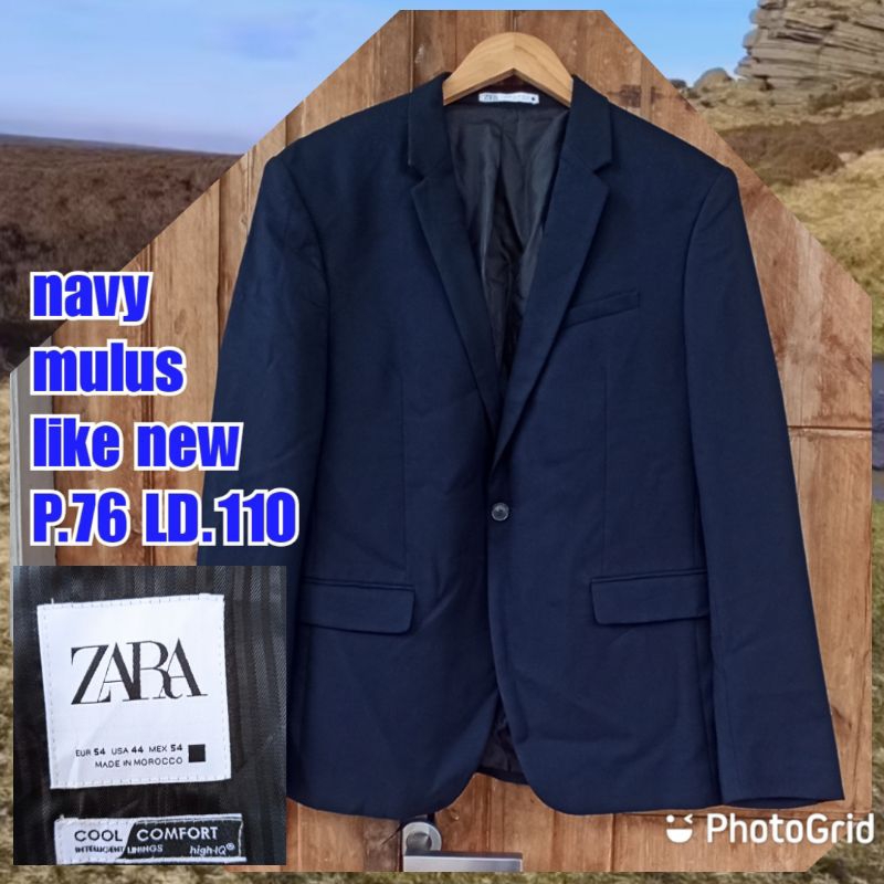 jas blazer outer pria zara navy