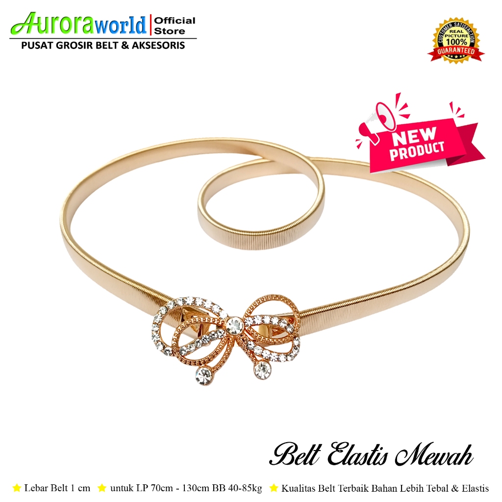 AURORAWORLD BELT ELASTIS GESPER WANITA SABUK BESI IKAT PINGGANG UNTUK DRESS KEMEJA GAMIS TUNIK