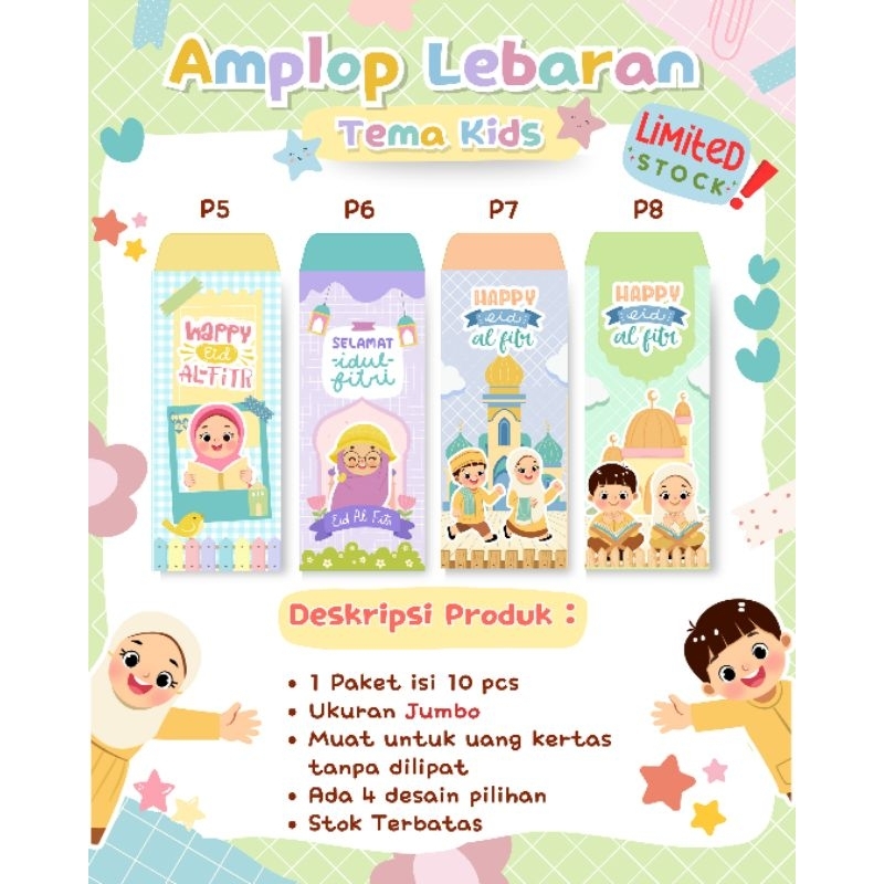 

(Isi 10) Amplop Jumbo Lebaran Tebal Desain Cute Elegan