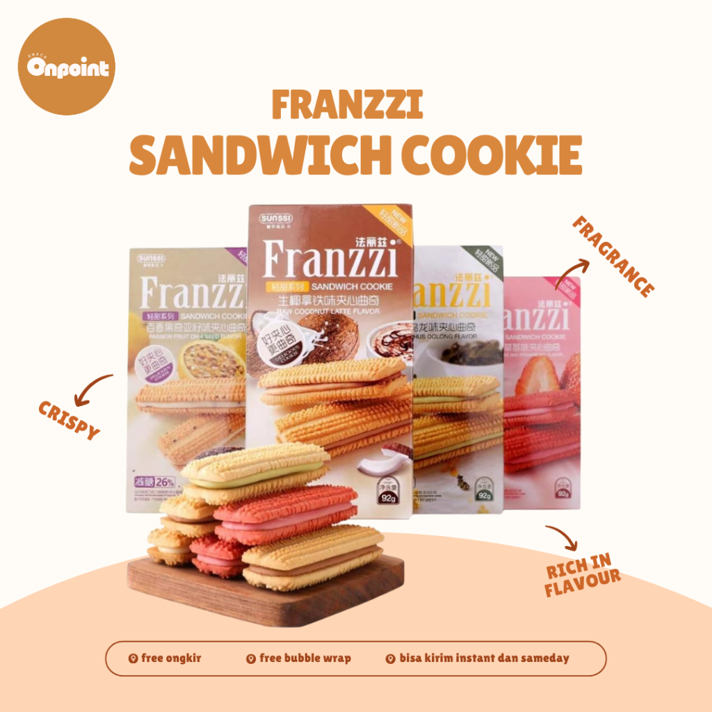 

Franzzi Sandwich Cookie 92g | Biskuit Cemilan Renyah Aneka Rasa