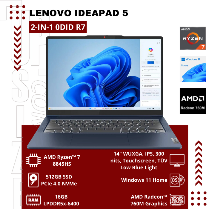 Lenovo IdeaPad 5 2-in-1 0DID R7 AMD Ryzen™ 7 8845HS