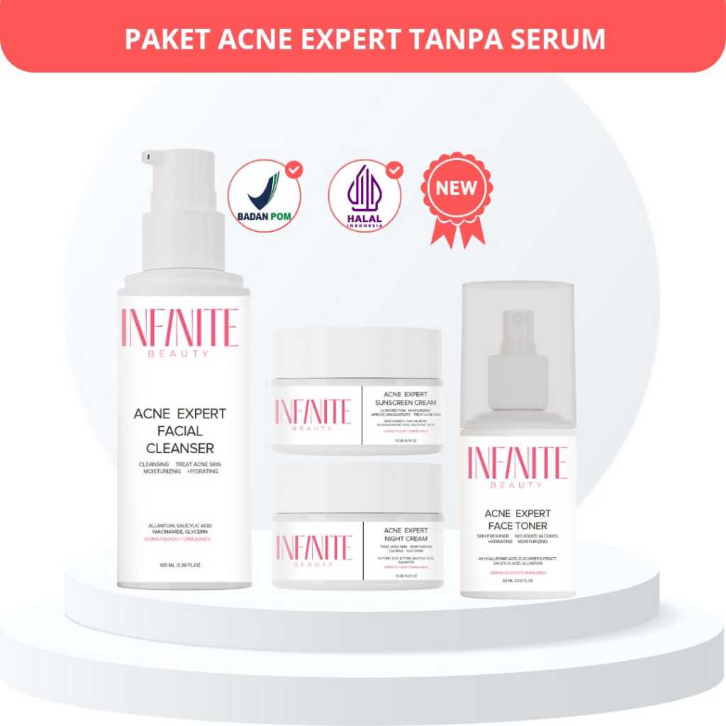 [Harga Spesial] INFINITE BEAUTY - Paket Skincare Acne Expert Treatment dapat 4 - Toner, Facial Wash,