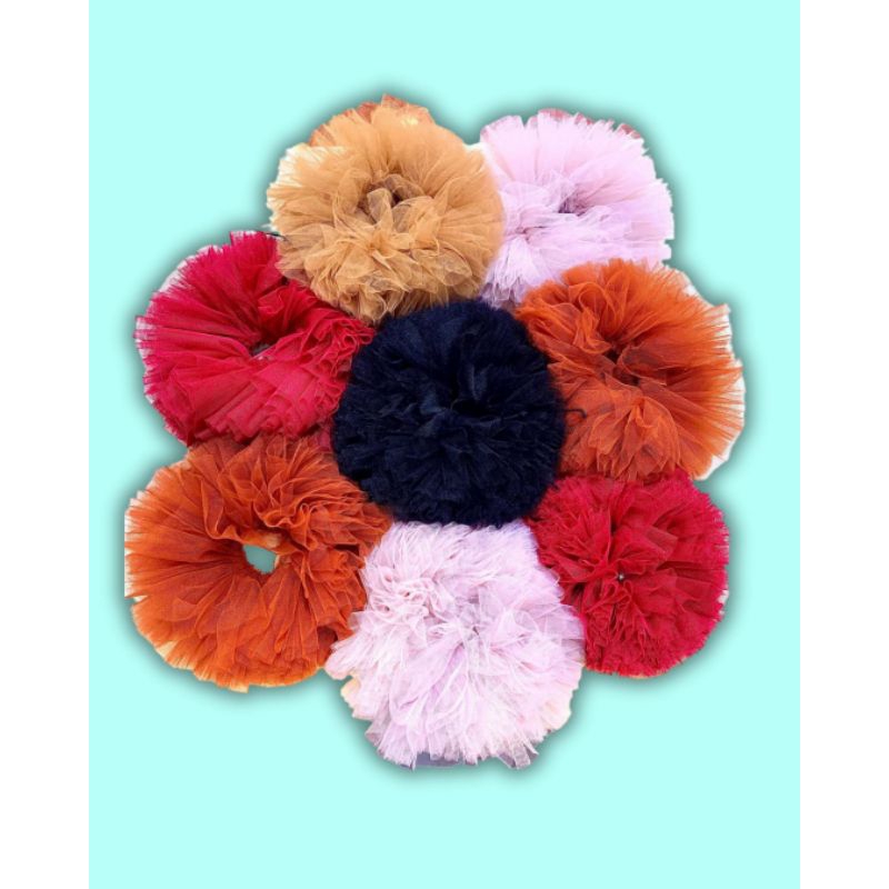 BAHAN TILE HALUS - Ikat Rambut Scrunchie Tile premium - Cepol Bahan Tile Premium Anti Pusing Mengemb
