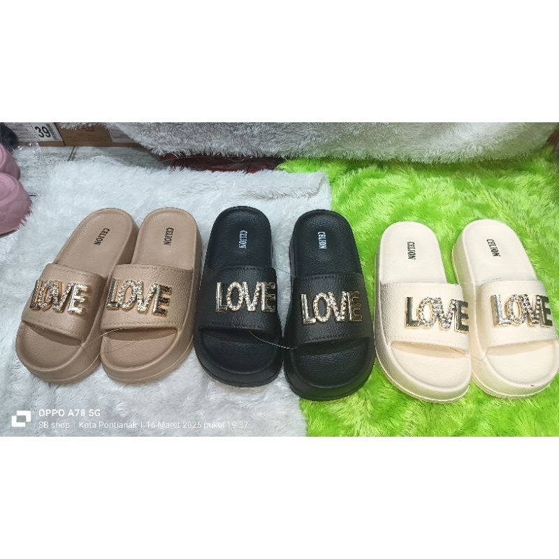 sandal selop wanita tinggi terbaru bahan karet