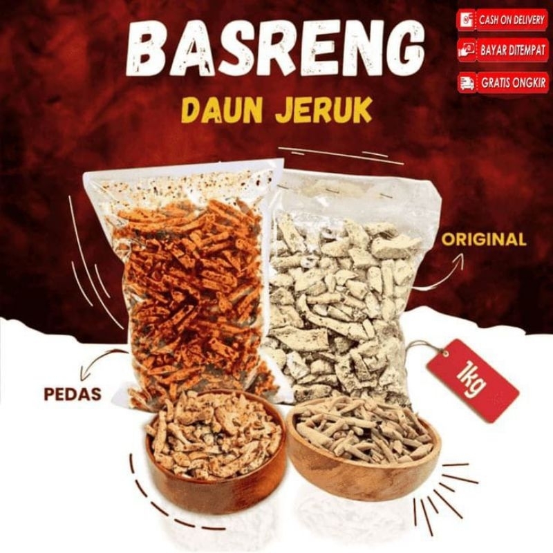 

Cemilan basreng paket bundling 1kg 500gr pedas daun jeruk + 500gr original daun jeruk