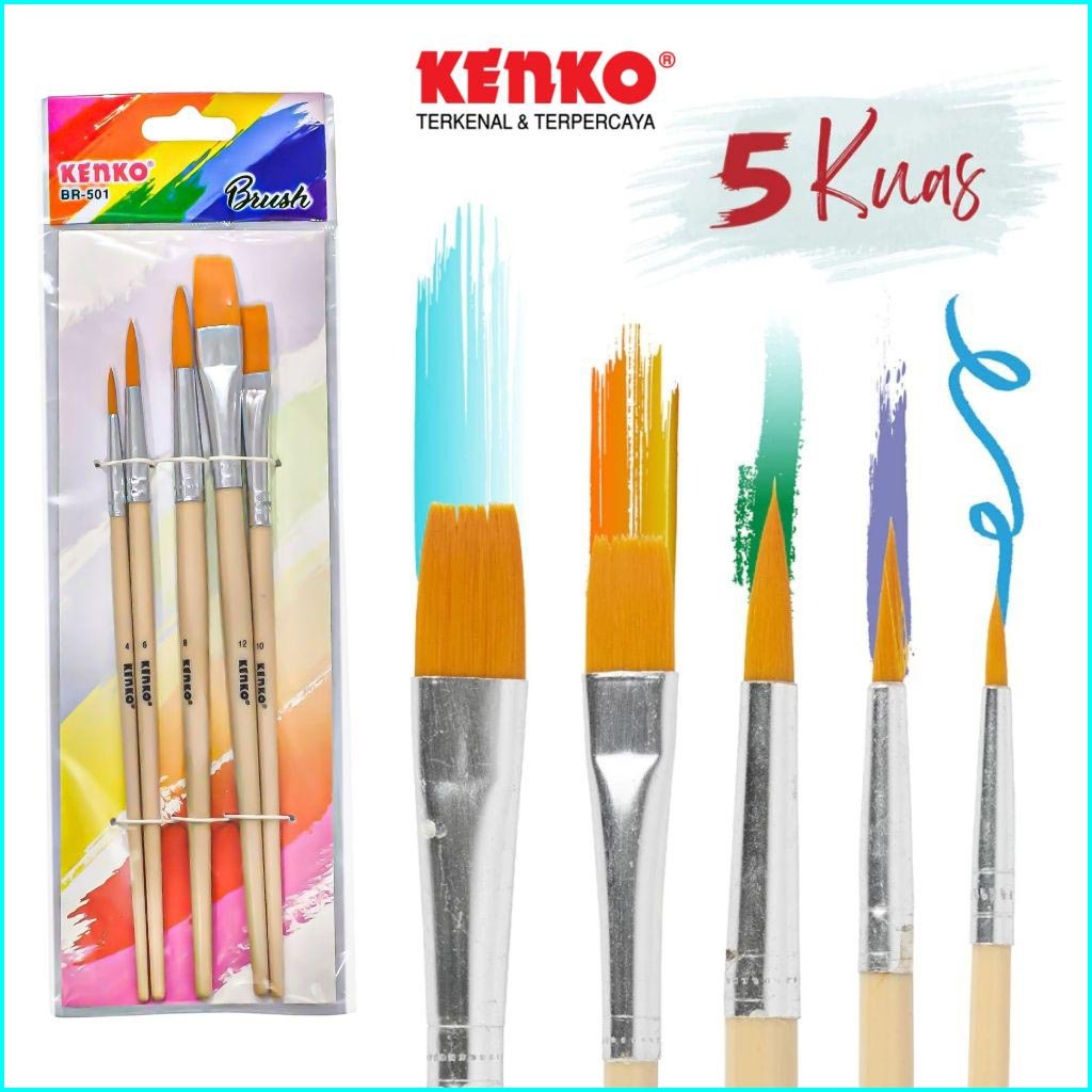 

(5 PCS / 1 PAX) Kuas Lukis Kenko BR-501 / Kuas Cat Air Set isi 5 pcs / Paint Brush Kit