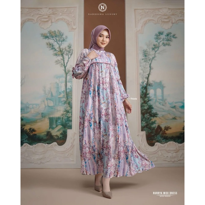 RURRYA MIDI DRESS NADHEERA, midi DRESS, gamis, midi Nadheera, gamis Nadheera