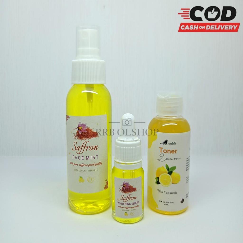 Paket Glowing Serum Saffron + Face Mist + Toner Pelicin Ekstra Lemon