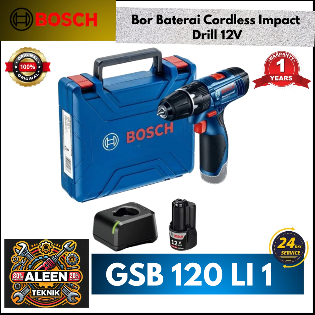 Mesin Bor Baterai BOSCH GSB120LI Cordless Impact drill 12V GSB 120 LI 1 BATERAI