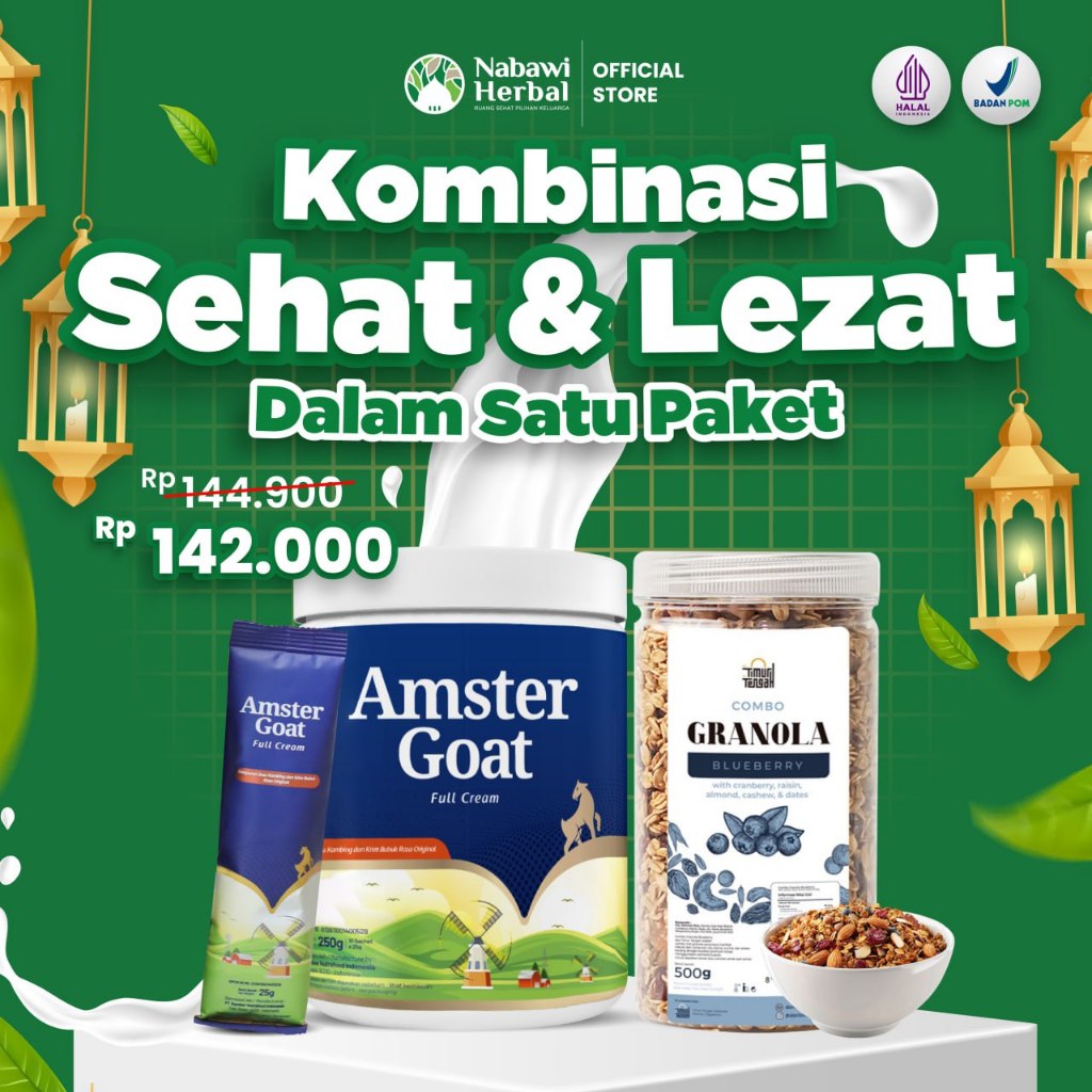

PAKET SEHAT DAN LEZAT - Amstergoat 250gr Isi 10 Sachet & Grainnola Blueberry 500gr