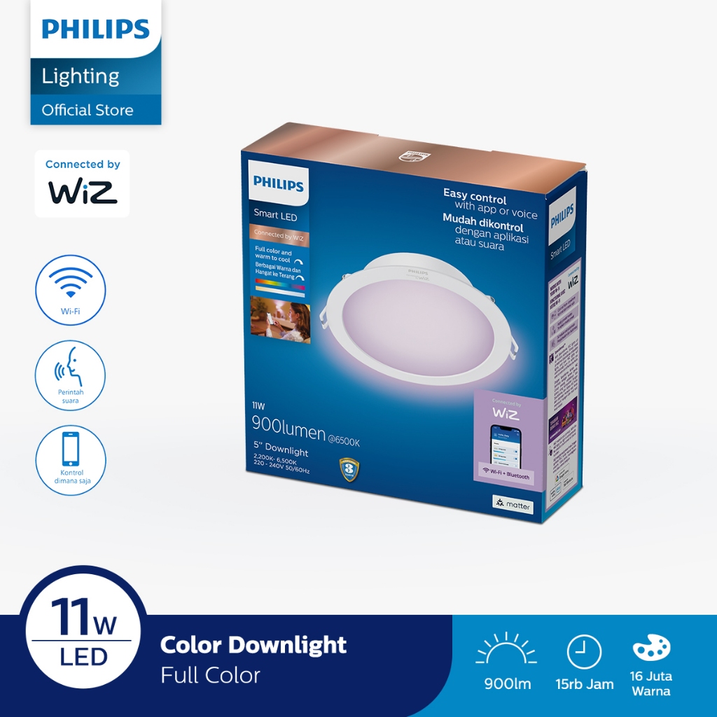 Philips Lampu Smart WiFi LED Downlight 11W D125 Color RGB