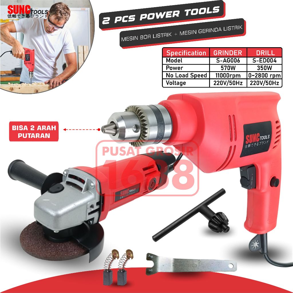 Mesin Gerinda Listrik + Mesin Bor Listrik