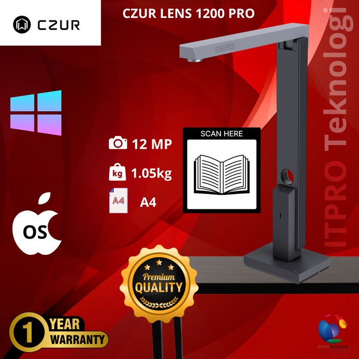 CZUR Lens 1200 PRO - Portable Ultimate Document & File Scanner A4 Book Scanner