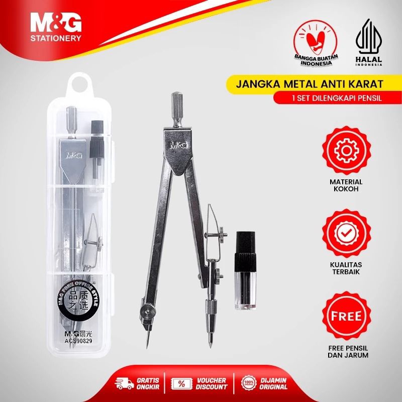 

M&G Jangka Metal Anti Karat Professional 1 Set Dilengkapi Pensil Leads Matematika Presisi Tinggi Multifungsi