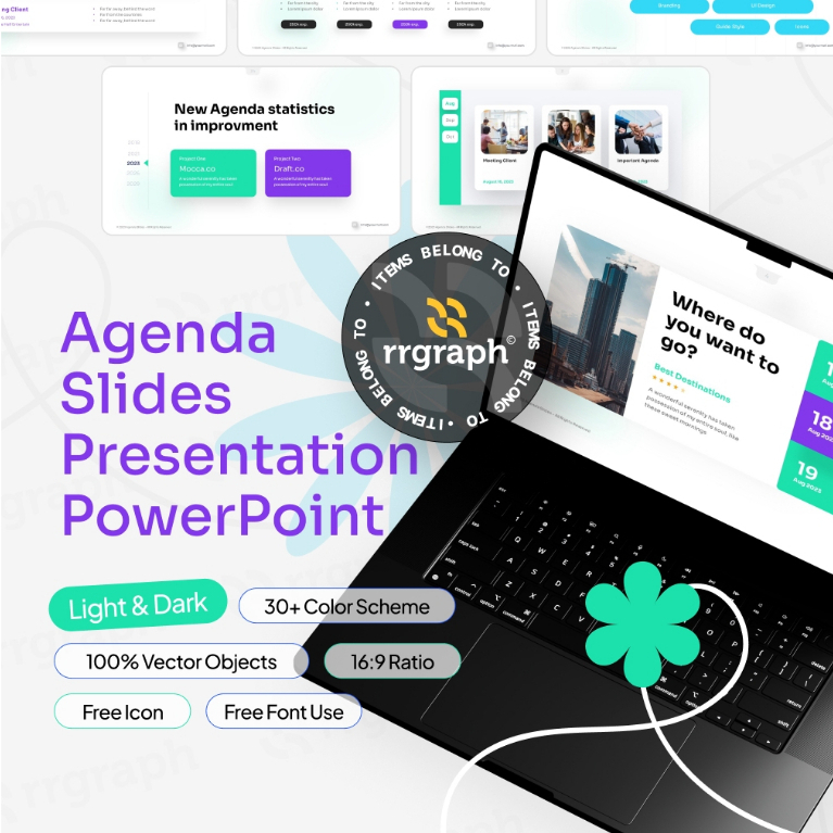 Agenda Slide PowerPoint Template – Desain Profesional untuk Meeting Bisnis, Presentasi, dan Laporan 